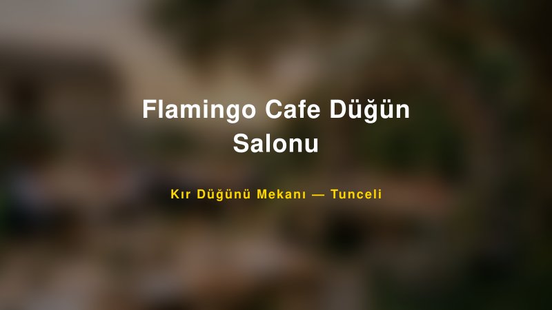 Flamingo Cafe Düğün Salonu Tunceli Kır Düğünü Mekanı